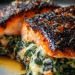Blackened Salmon Stuffed with Spinach & Parmesan