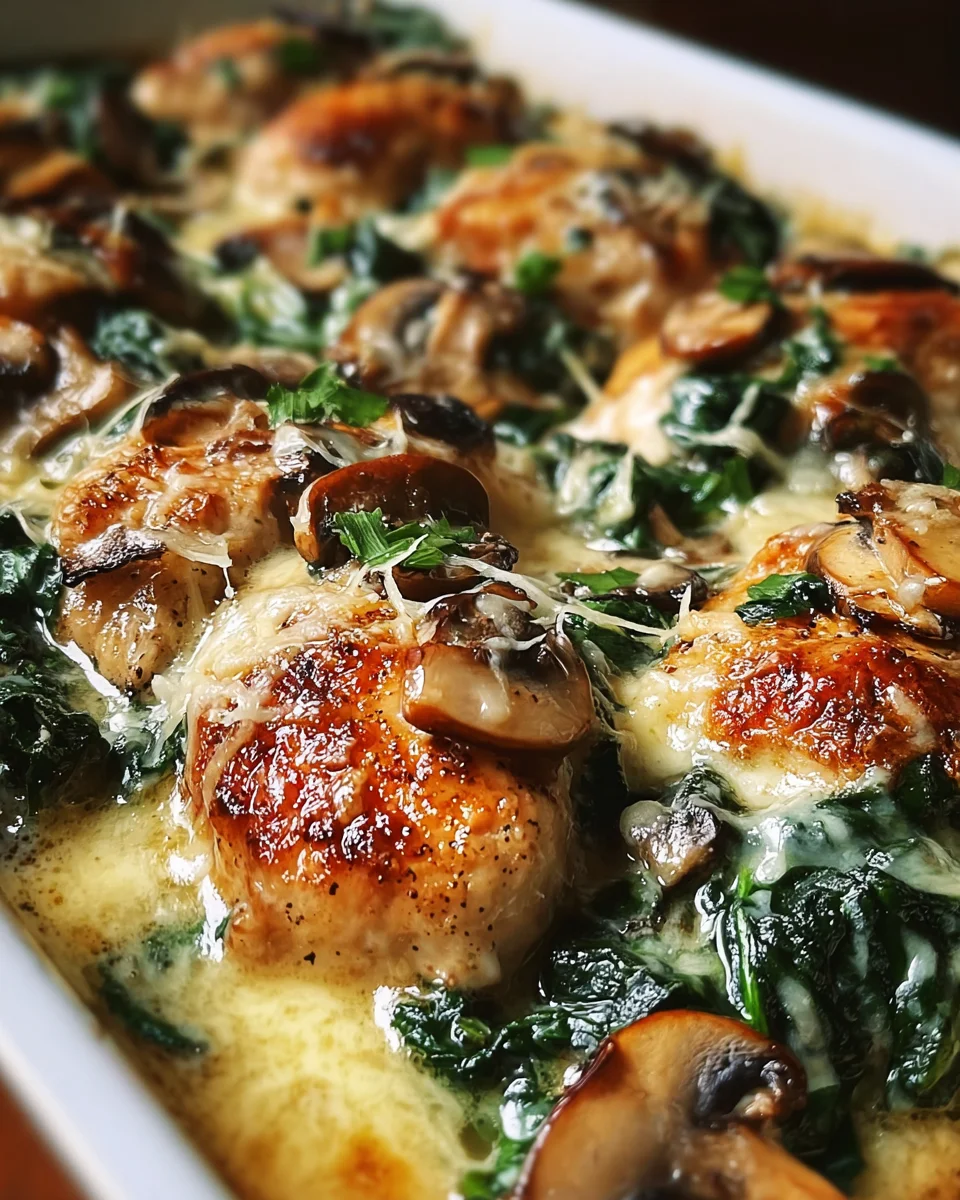 Chicken, Spinach, and Mushroom Low Carb Oven Dish