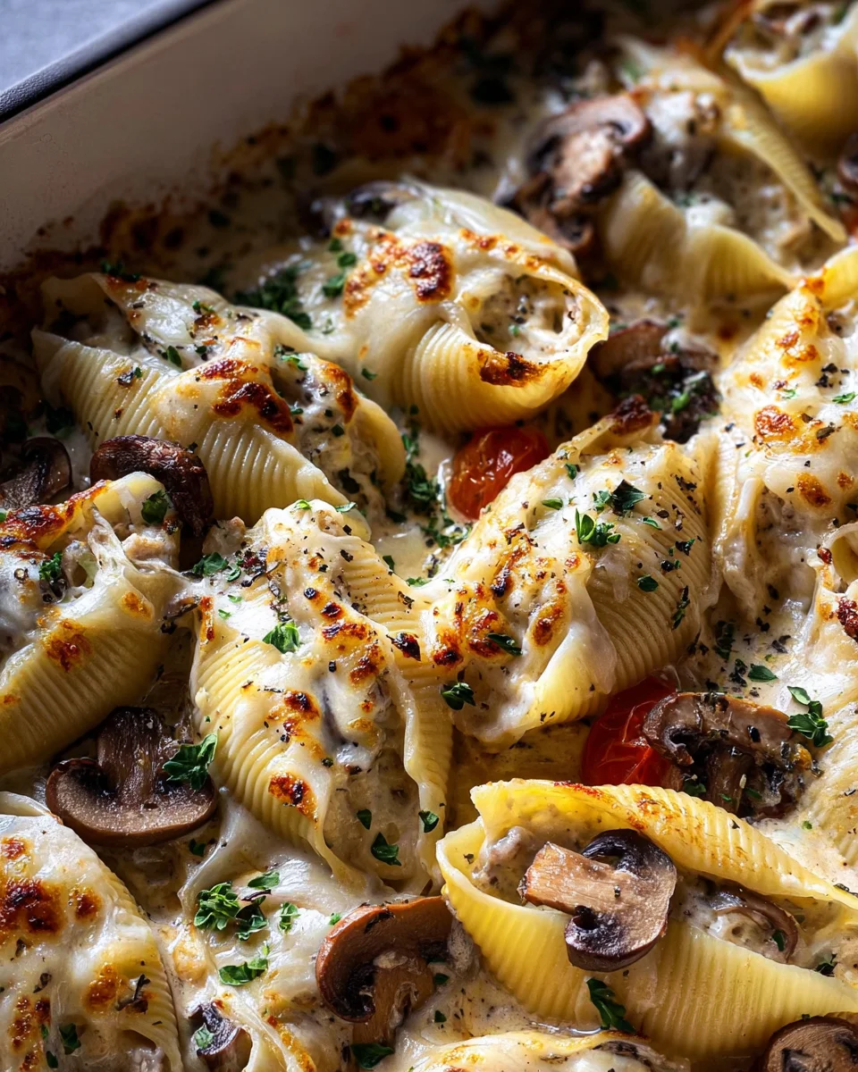 Creamy Garlic Mushroom Stuffed Shells