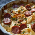 Crockpot Pierogi Casserole with Kielbasa