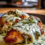 Mozzarella Chicken in Basil Cream Sauce