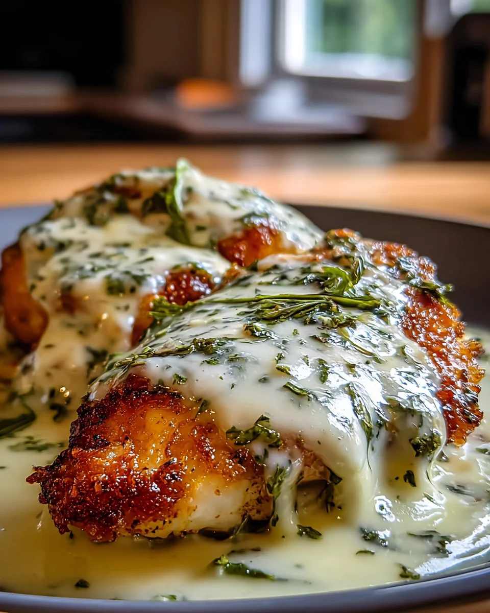 Mozzarella Chicken in Basil Cream Sauce