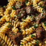 One-Pot Creamy Spicy Garlic Butter Steak & Pasta