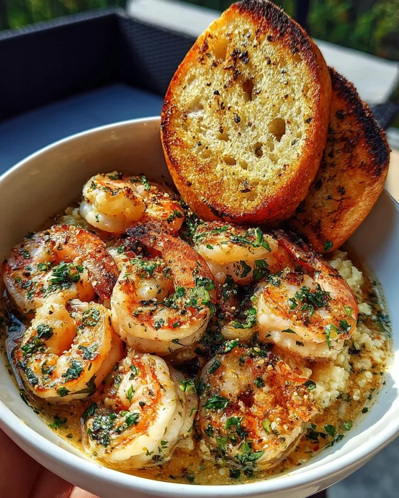 Shrimp Scampi Bowls with Garlic Bread