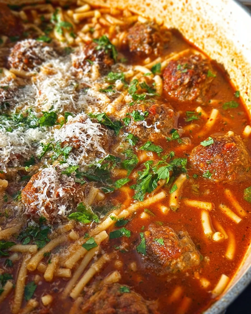 Spaghetti and Meatball Soup