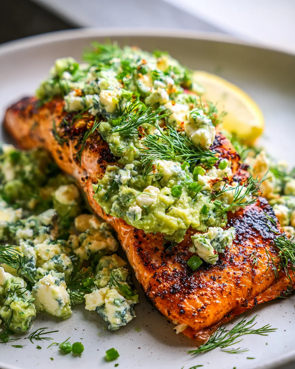 Baked Salmon with Avocado & Feta