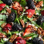 Berry Spinach Salad with Pecans, Feta, and Balsamic Glaze