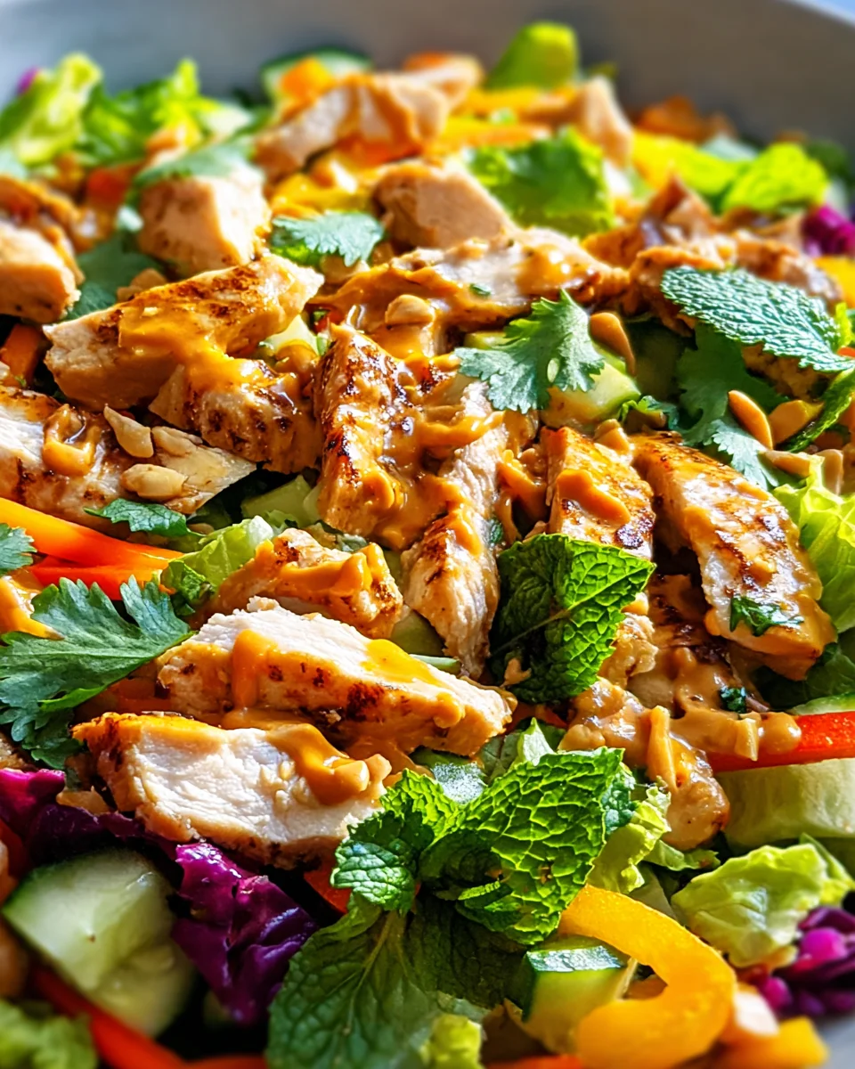 Crunchy Thai Chicken Salad with Peanut Dressing
