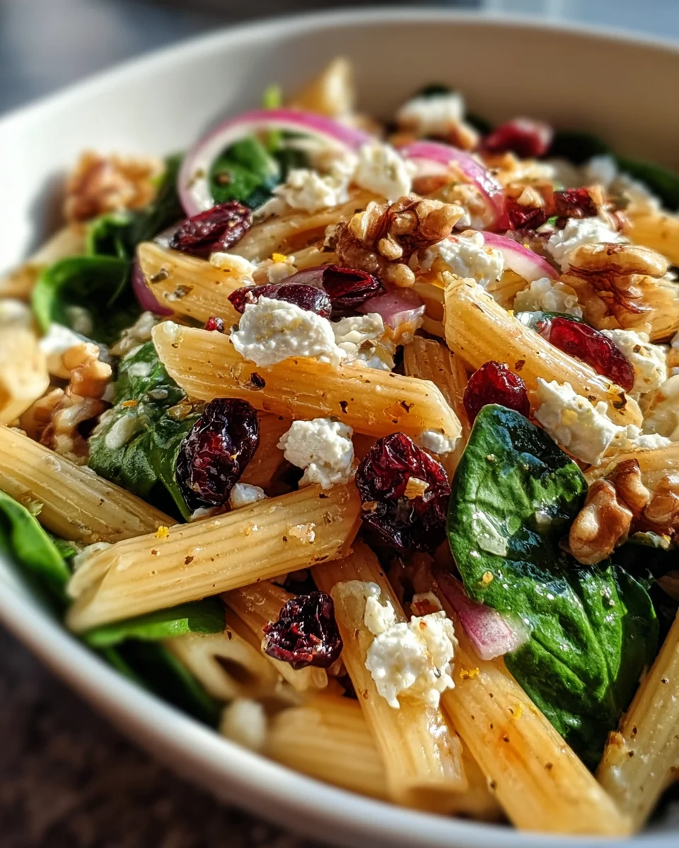 Feta & Cranberry Penne Salad with Orange Vinaigrette