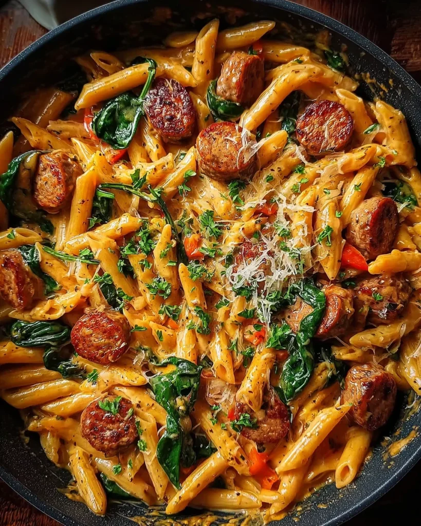 One Pot Creamy Cajun Sausage Pasta (30-Minutes)