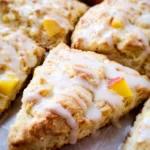 Peach Pie Scones with a Vanilla Glaze