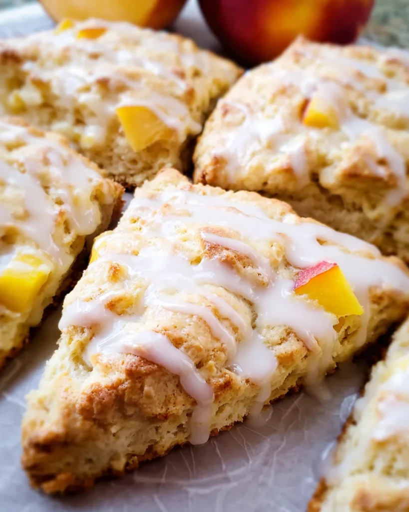 Peach Pie Scones with a Vanilla Glaze