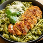 Pesto Pasta with Crispy Parmesan Chicken