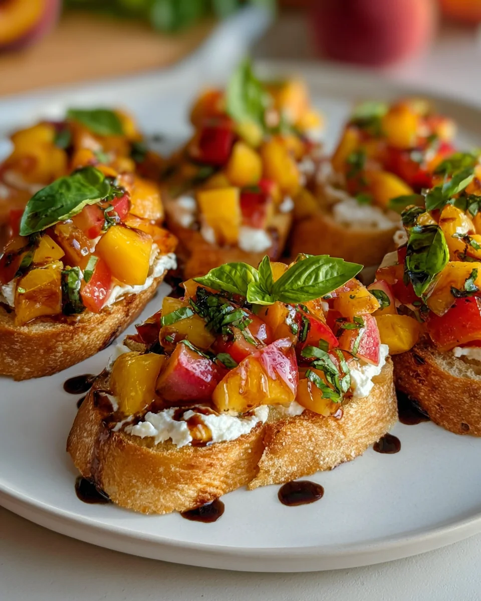 Quick Peach Bruschetta with Whipped Ricotta