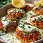Salmon Patties with Creamy Lemon-Garlic Sauce