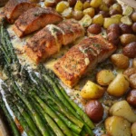 Salmon, Potato, + Asparagus Sheet Pan Meal