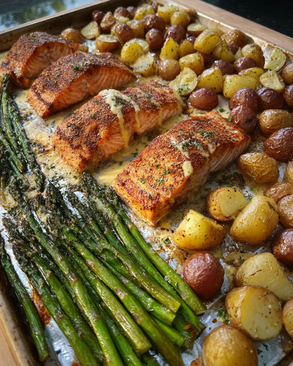 Salmon, Potato, + Asparagus Sheet Pan Meal