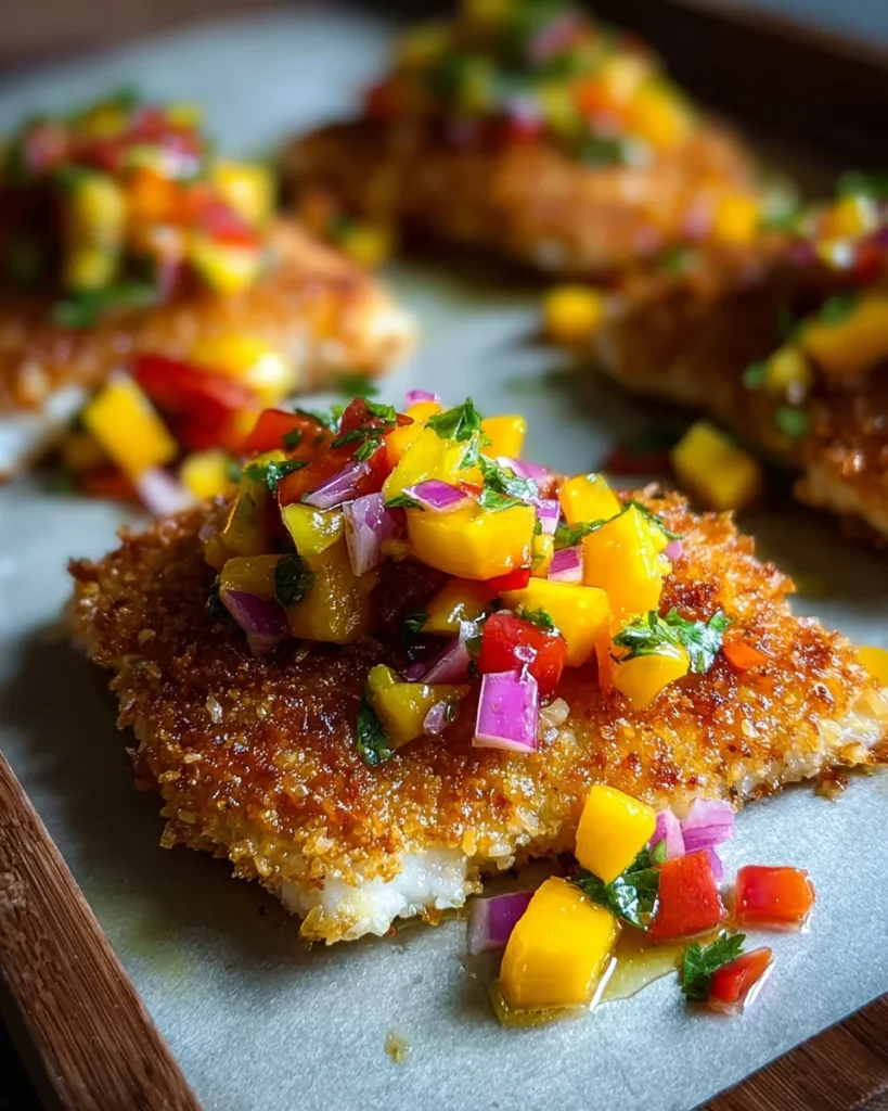 Tropical Coconut Crusted Fish with Mango Salsa