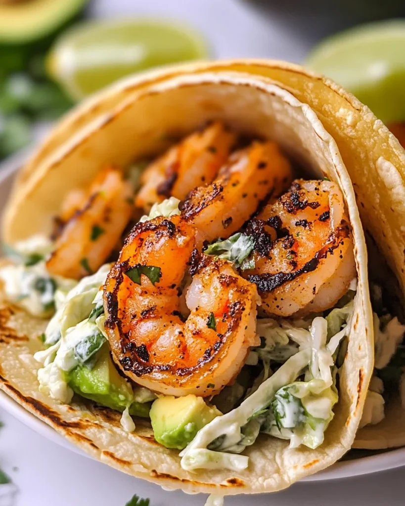 Cilantro Lime Shrimp Tacos with Creamy Slaw