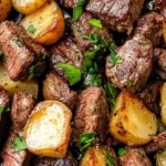 Garlic Butter Steak Bites and Potatoes
