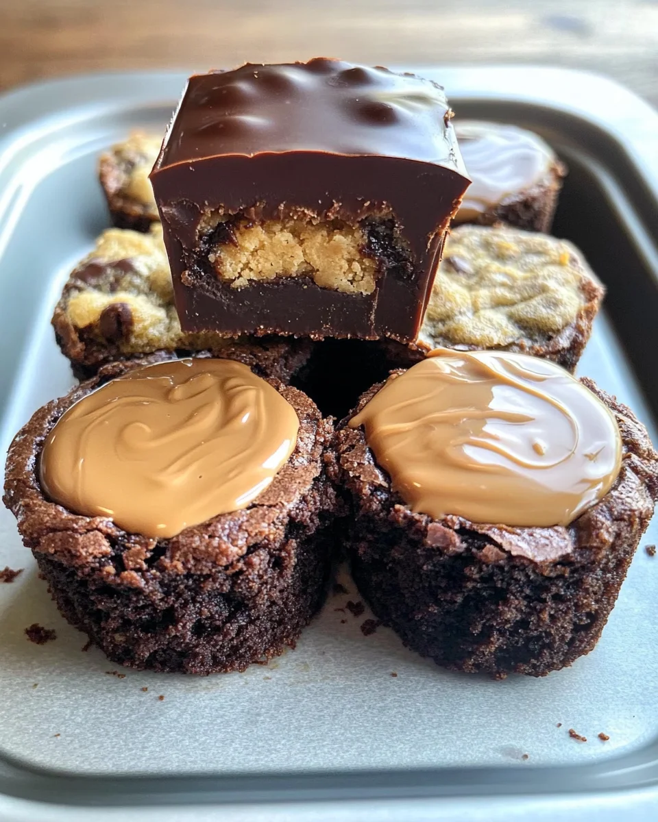 Peanut Butter Cup Stuffed Brookies