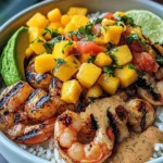 Shrimp and Avocado Bowls with Mango Salsa & Lime-Chili Sauce