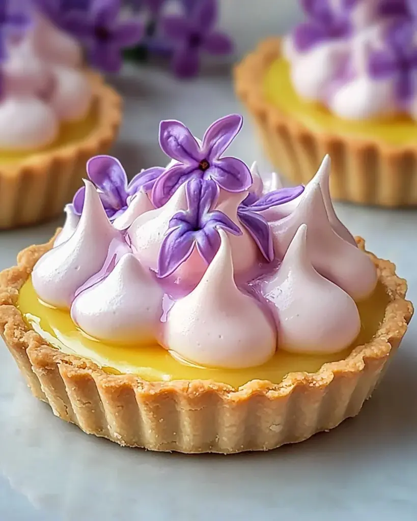 Mini Lemon Tart with Lilac Meringue : Spring Dessert