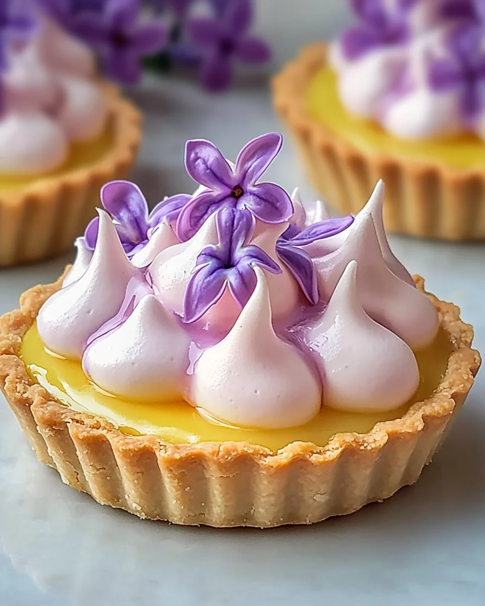 Mini Lemon Tart with Lilac Meringue : Spring Dessert
