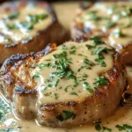 Smothered Boneless Pork Chops in Creamy Garlic Sauce