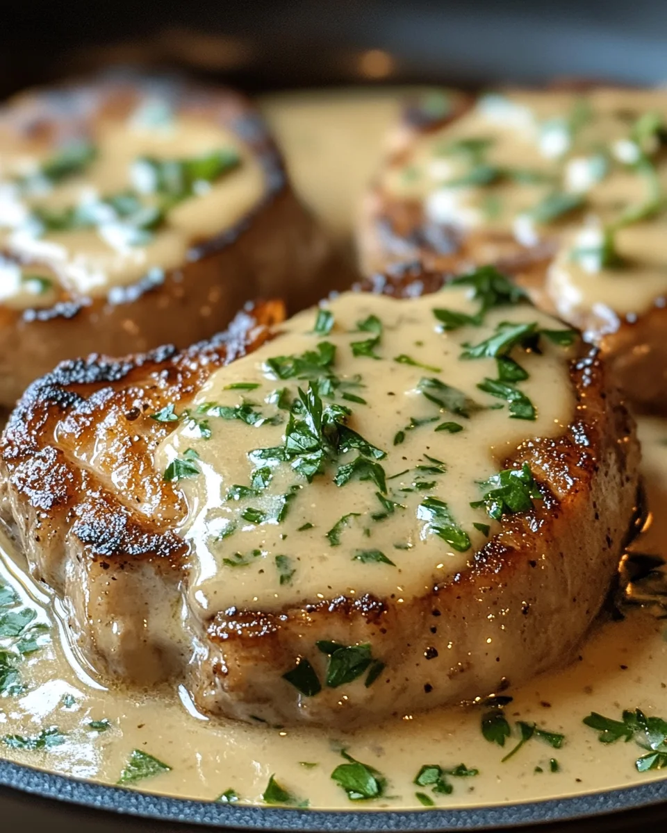 Smothered Boneless Pork Chops in Creamy Garlic Sauce